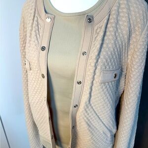 White House Black Market 2 PC SET Cardigan Set w/ matching sleeveless top SIZE L